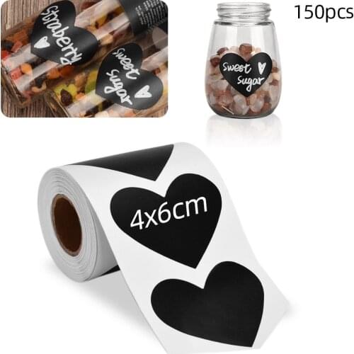 150pcs Heart Spice Stickers Jars Spices Pantry Labels Kitchen Organizers Storage Jar Sticker Removable Blackboard Spice Tags