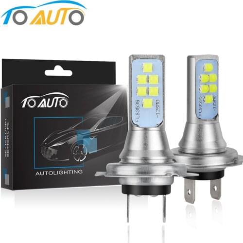 2pcs H7 LED Bulbs Car Fog Lamp 1400LM Driving Lamp Replacement for Fog Lights 6000K White Auto DC 12V