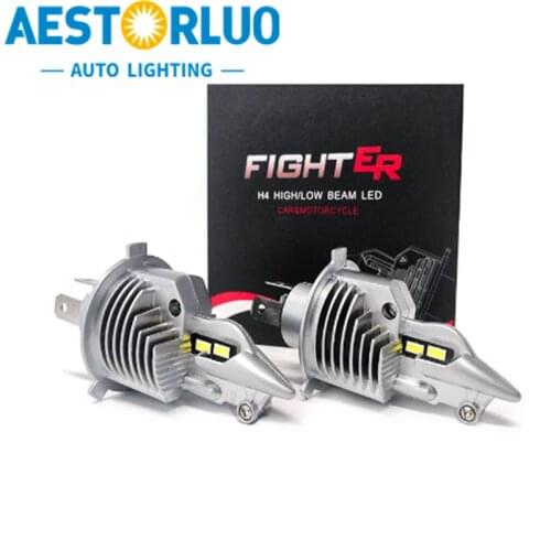 2pcs Factory Supply H4 Fighter LED Bulbs Car motorcycle Headlight 72W 8000LM 6000K H4 9003 Auto Headlamps White 12V