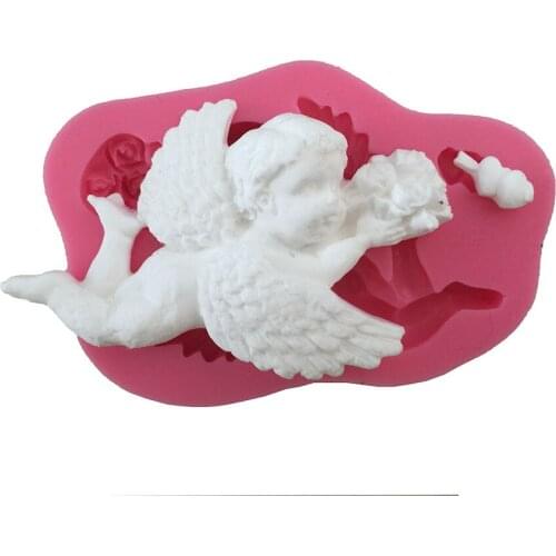 200pcs/lot Arrival Cute Angel Boy With Electronic Organ Shape 3D Silicone Cake Mold Fondant Cake Tools For Cupcake