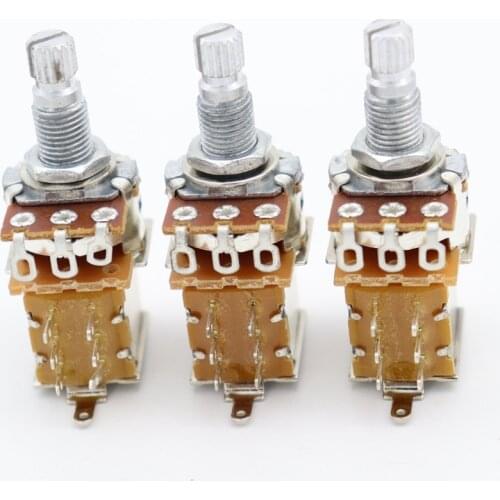 3 pcs Guitar Bass Push Pull Pot Push Pull Potentiometer Volume Tone Short Split Shaft Switch Pots A25K （Chrome