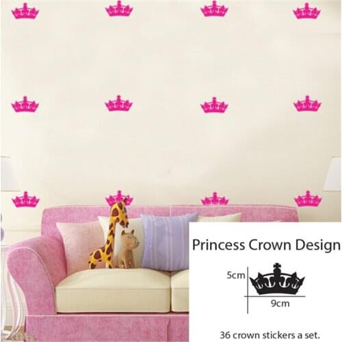36pcs/set Princess Crown DIY Vinyl Decoration Fashion Wall Art Nursery Girl Wall Sticker Wall Stickers for Kids Room D488