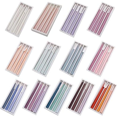 4pcs Elegent Taper Candles 9.8inch Tall 4.5 Hour Long Burning Burning Smokeless Dinner Long Scented Candles Table Party