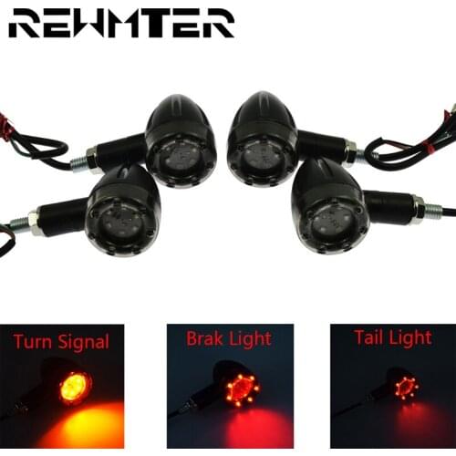 4 PCS Universal Motorcycle LED Turn Signal Light Brake Rear Running Lamp Indicators Light For Harley Cafe Racer For Kawasaki