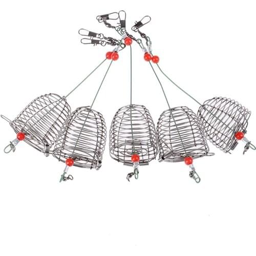 5Pcs Stainless Steel Wire Fishing Lure Conical Cage Fish Bait Lure Bait Cage