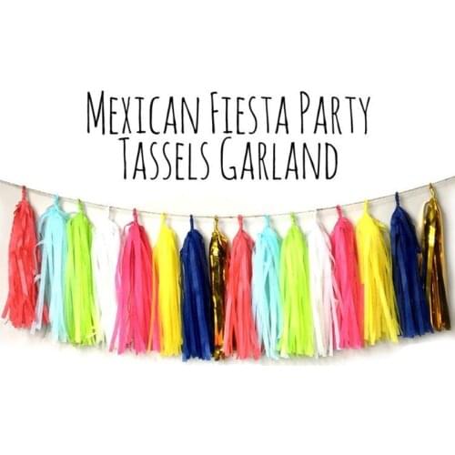 5pcs/pack Colorful Tissue Paper Tassel Garland Unicorn Birthday Party Decor Tassel Garland Baby Shower Favors Supplies