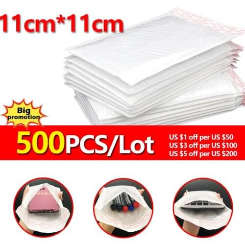 500PCS/Lot 11CMx11CM White Foam Envelope Bags Self Seal Mailers Padded Shipping Bubble Mailing Waterproof Packages Bag