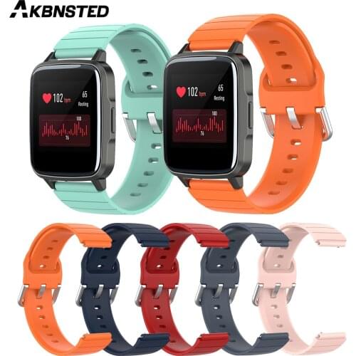 AKBNSTED Colorful Soft Silicone Sport Strap For Xiaomi Haylou LS01 Smart Watch Replacement Wristband For Haylou LS01 Watch Strap