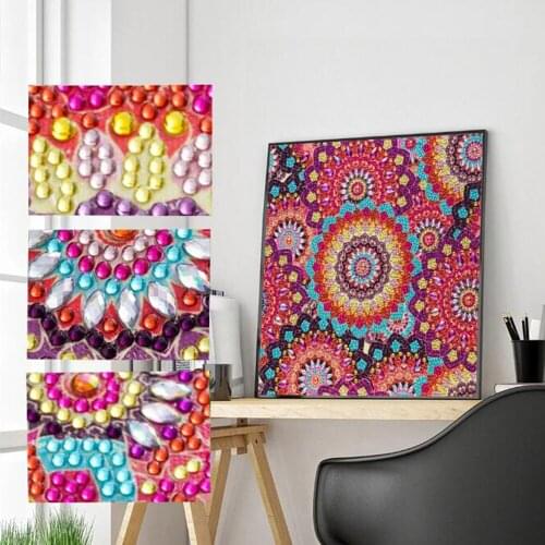 DIY 5D Diamond Embroidery Partial Diamond Special Shape Mandala Flower Painting Rhinestone Crystal Painting Home Decoration