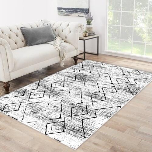 White black grey color black grey quadrangular patterned carpet modern carpet living room bedroom rug free shipping soft texture