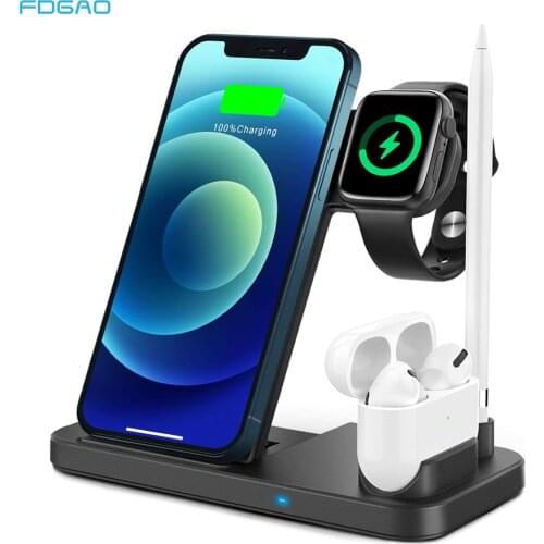 4 in 1 Wireless Charger Qi for iPhone 12 11 XS XR XS Max 8 For Apple Watch 6 5 4 3 2 Airpods Pro 10W Fast Charging Dock Station