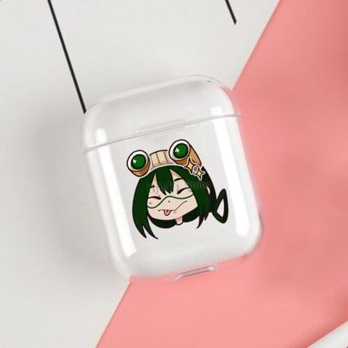 BNHA Asui Tsuyu Cases For Apple AirPods 1 2 Case Clear Wireless Bluetooth Earphone Case Protective Shell