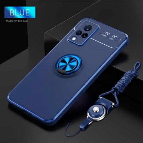 Luxury Silicone case For VIVO V21 X60 Pro Y51 Y31 V20 Y20 case With Strip Cover For VIVO IQOO Z3 Neo 5 7 Y73S S7E 5G Finger Ring