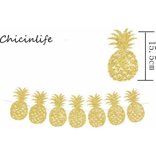 Chicinlife Gold Pineapple Bunting Banner Summer Tropical party garland Hawaii Birthday Party Decoration Pineapple Garland