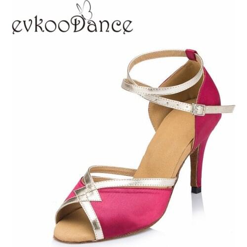 Evkoodance Purple khaki black red With PU Heel Height 7 cm 8 cm 8.5 cm Comfortable Women Latin Salsa Dance Shoes Evkoo-480