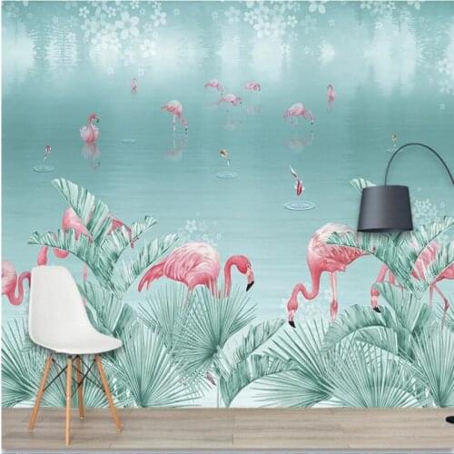 Milofi custom 3D printing wallpaper mural hand-painted tropical rainforest flamingo bedroom living room background wall