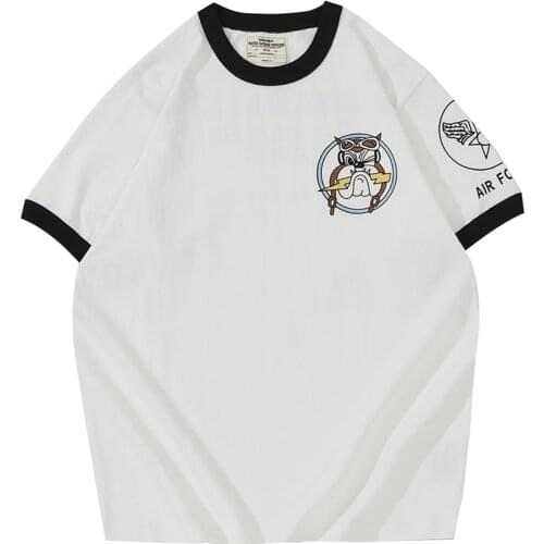 Cartoon Print Short Sleeve T-shirt Hit Color Stitching Mens Simple Crew Neck T Shirt Summer Loose Half-Sleeve