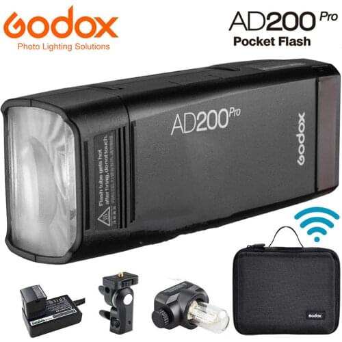 Godox AD200Pro TTL 2.4G HSS 1/8000s Pocket Flash Light Double Head 200Ws System Flash Light