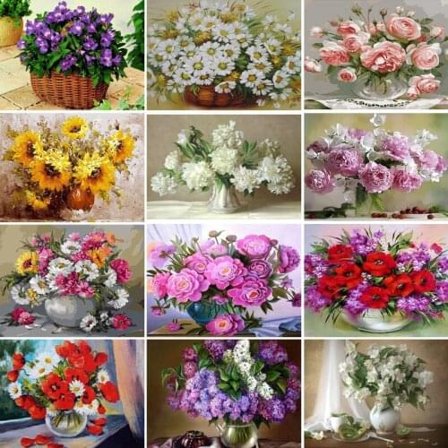 50/65/75 DIY Oil Painting flower Picture Handpainted Crafts for Adults Paints By Number Kits On Canvas Picture Home Decor Gift