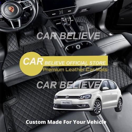 Leather Car Floor mats For vw Polo Hatchback 2010 2011 2012 2013 2014 2015 2016 2017 Carpets Rugs Pads Accessories