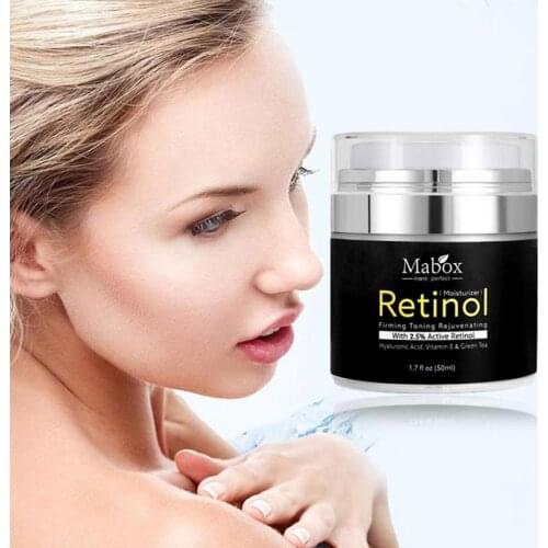 Mabox 50ml Retinol 2.5%Moisturizer Face Cream Hyaluronic Acid AntiAging Remove Wrinkle Vitamin E Collagen Smooth Whitening Cream