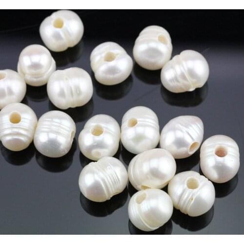 Unique Pearls jewellery Store,Charming Loose Pearl Jewelry,9-11mm White Color Freshwater Pearl,Large Hole Pearls