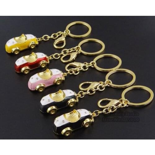 Cute Alloy Car Keychain,Keyring Pendant Car Model Key Chain Ring Holder For Mini Car Accessories 100pcs/lot