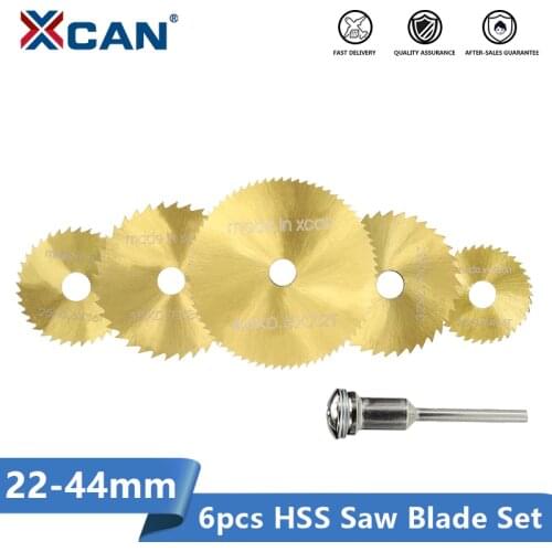 XCAN Titanium Coated Mini Rotary Cutting Disc 22/25/30/35/44mm with 3mm Mandrel Woodworking Circular Saw Blade