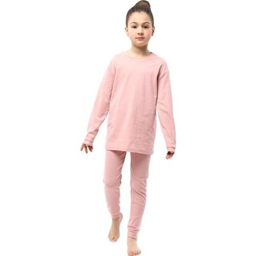 Fashion Lilac Candy Color Girls Pajamas Sets 2-12Years Baby Solid Cotton Sleepwear Homewear Nightwear for Kids Children Clothes
