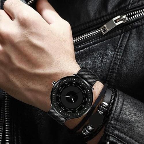 Men Watches 2021 Luxury Ultra-thin Round Mesh Band Luminous Movement Quartz Watch Male Fashion Business Wristwatch часы мужские