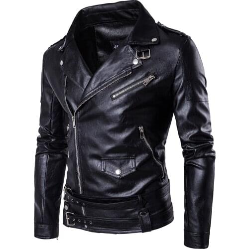 New Mens Black PU Leather Jacket Stand Collar Casual Big Size For Male Autumn Winter Coat N83