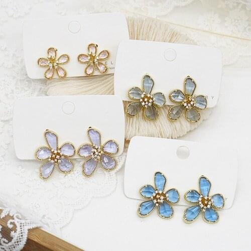 New s925 needle Korean romantic queen Li Gang zirconia crystal flower earrings 2020 jewelry gift flower earrings for women