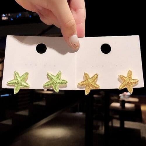 New Trendy Starfish Earrings Female Temperament Korean Fresh All-matching Internet Influencer Stud Earrings Simple Cold Style