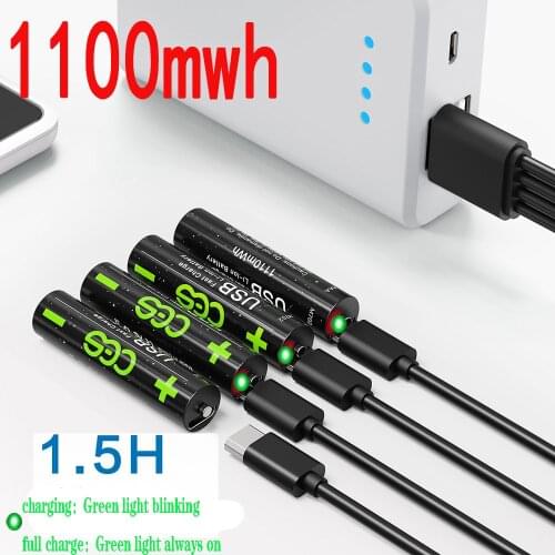 CES AAA 1.5V 1100mwh USB Rechargeable AAA Lipo Battery li-polymer lithium li-ion battery High capacity