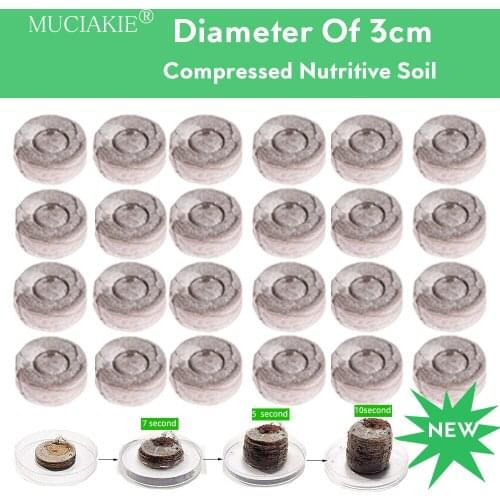 MUCIAKIE 50-250 PCS Nursery Block Nutrient Soil Compacted Non-woven Peat Magic Soil Texture Coconut Sugar Independent Packaging