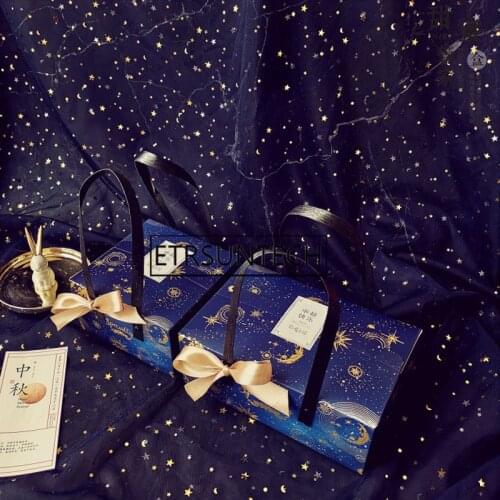 100pcs Starry Sky Kraft Paper Gift Box Portable Handle Macaron Bakery Cake Boxes Food Packaging Box
