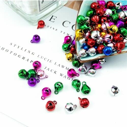 50pcs Mix Copper Bell Colorful Pendant Decoration For Christmas 6-20mm Beads DIY Keychain Bracelet Accessories Handmade Material