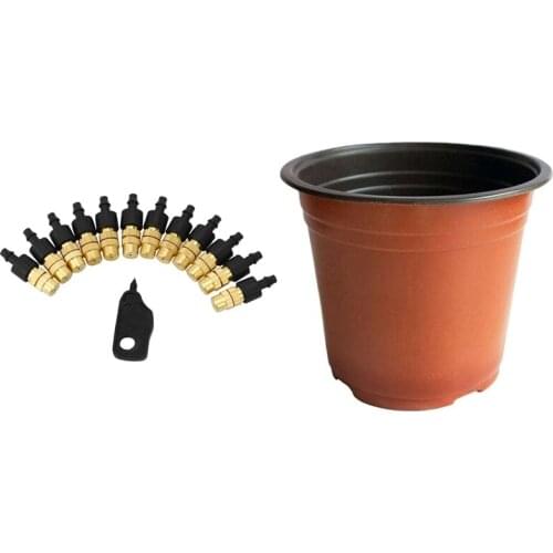 1 Set Adjustable Misting Nozzle For Gardening Sprinkle Brass Watering & 100Pcs Plastic Flowerpot Plant Flowerpot