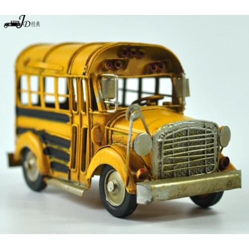 Retro Vintage iron bus crafts ornament decoration america car model antique home decor Retro car decoration accessories