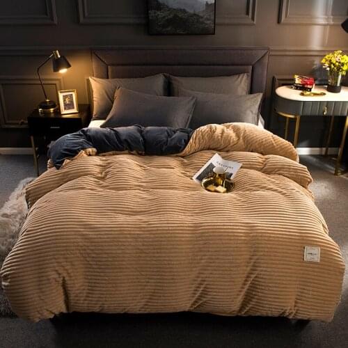 Luxury Velvet Duvet Cover Snow Fleece Solid Colors Camel Quilt Cover Bedding Set Winter Warm Thickened King Size 150x200 220x240