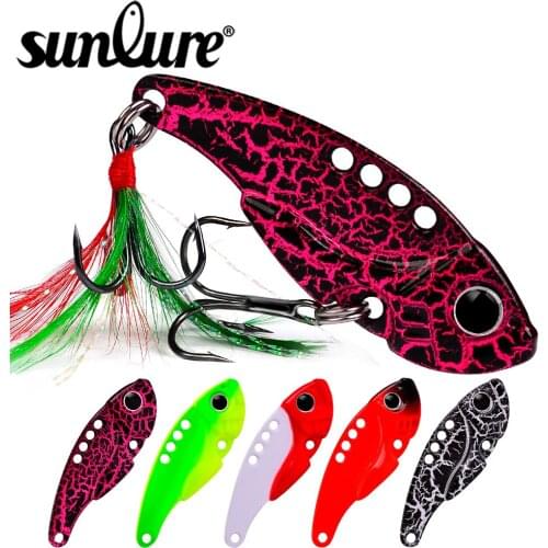 Sunlure 40pcs/lot Fishing Lures 5.5cm 11g Metal VIB Painting Lure Jig Baits Vibration Shore Cast Spoon Bait Fishing Tackle
