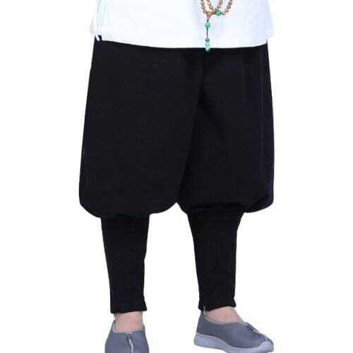 5color high quality unisex Winter&Autumn shaolin monks kung fu trousers buddhist zen buddha bloomers lay meditation pants black