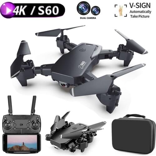 Folding Drone Mini S60 Drone 4k HD Wide Angle Camera Real-time Transmission Helicopter with Storage Bag For Children