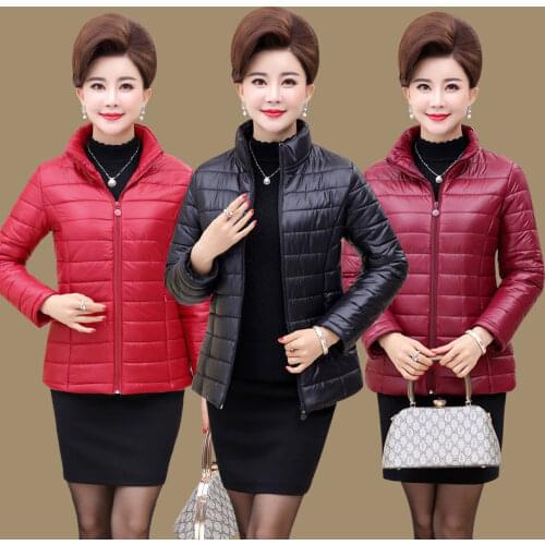 Plue Size 5XL Cotton-padded Jacket Middle-aged Elderly People Women Ultra Light Down Jacket Womens Overcoat Windbreaker Coats