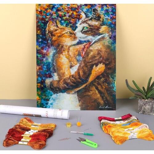 Passion The Cats Pre-Printed 11CT Cross Stitch Set Embroidery DMC Threads Hobby Handicraft Painting Knitting Sales Wholesale