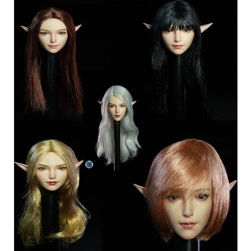 SUPER DUCK SDH021 A/B/C/D/E 1/6 Female Elf Ears Head Sculpt Fit 12" Action Figure Body