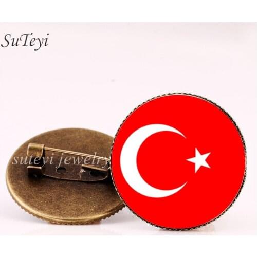 SUTEYI Sri Lanka/Tajikistan Flag Badge Glass Pattern Brooch Thailand/Turkey/Turkmenistan Flag Crystal Pins Brooches Jewelry Gift