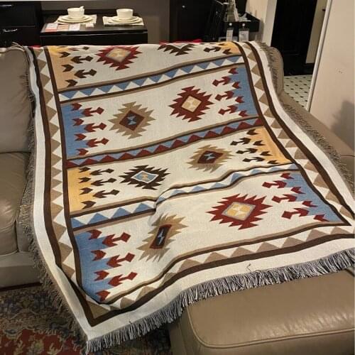 Bohemian Tasseled Lounge Sofa Blanket Geometry Bedspread Outdoor Cape Beach Camping Towels Picnic Mat Hanging Blanket Tapestry