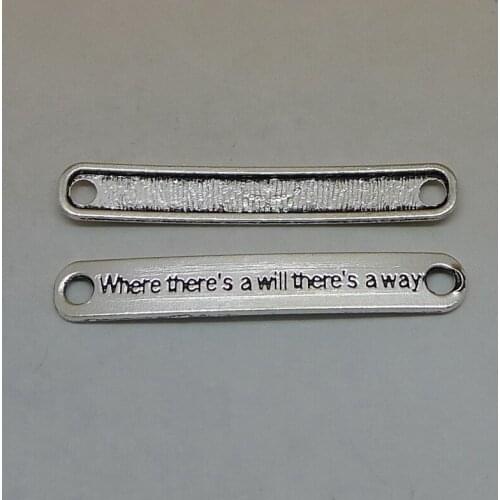 Nevstop 100Pcs/lot Vintage Silver "where theres a will theres a way "Charms 43x8mm Banner Charms DIY Accessories