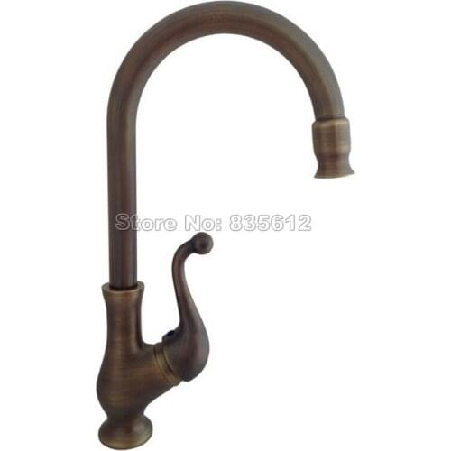 Vintage Retro Deck Mounted Antique Brass 360 Degree Swivel Kitchen Sink Faucet Basin Faucet Single Handle&Hole Mixer Tap Wan056